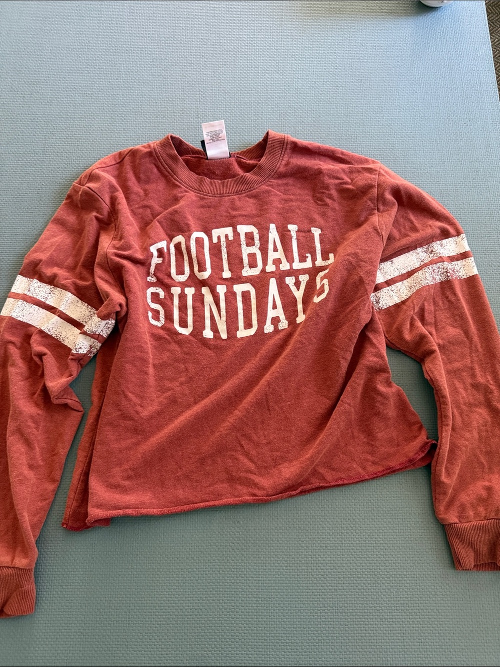 Modern Lux  'Football Sundays' Cropped Long Sleeve Tee